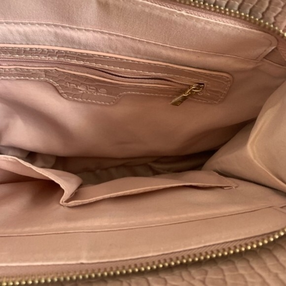 Bebe Natalie Dusty Pink Croco Faux Leather Satchel Tote Bag NWT - Picture 7 of 8